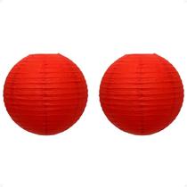 Kit 2 Lanterna Japonesa Papel 40 cm Vermelha