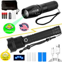 Kit 2 Lanterna Longo Alcance Usb Recarregável Led Com Zoom Forte Fazenda Sitio Patrulha Kit 2 Lanterna Longo Alcance Usb Recarregável Led Com Zoom Forte Fazenda Sitio Patrulha