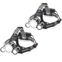 Kit 2 Lanterna Recarregável de cabeça 3 leds Forte Camping Acampamento Escalada