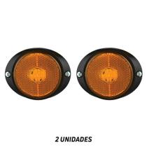 Kit 2 Lanternas Carreta Âmbar Lateral BiVolt Com Flange