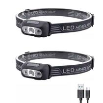 Kit 2 Lanternas de Cabeça LED Recarregável Prova d'água