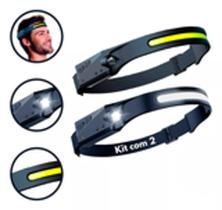 Kit 2 Lanternas De Cabeça Led Recarregável USB Potente Sensor Pesca Acampamento Bike Corrida Trilha