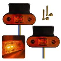 Kit 2 Lanternas Laterais LED Âmbar 3 Fios Para Caminhão Carreta 12V 24V Universal