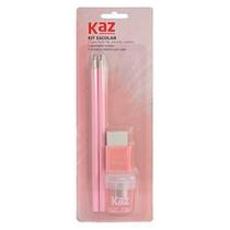 Kit 2 lapis preto + 1 aponrador + 1 borracha rosa - UTENSILIOS