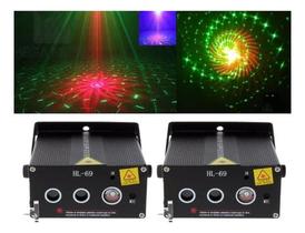 Kit 2 Laser Show Holografico Hl69 250mw + Led Azul