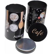 Kit 2 Latas Café Açúcar Pote Decorativo Para Mantimentos