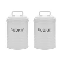 Kit 2 Latas de Biscoitos Cookies Branco Com Alça - NH