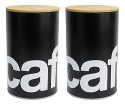 Kit 2 Latas de Café 500g Tampa De Bambu - Herméticas Kit 2 Latas de Café 500g Tampa De Bambu - Herméticas