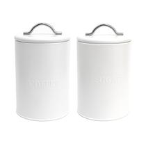 Kit 2 Latas de Café e Açúcar Brancas Com Alça - Herméticas Kit 2 Latas de Café e Açúcar Brancas Com Alça - Herméticas
