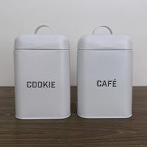 Kit 2 Latas de Café e Biscoitos Branca Retrô Com Tampa - NH
