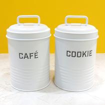 Kit 2 Latas de Café e Biscoitos Cookies Brancas - NH