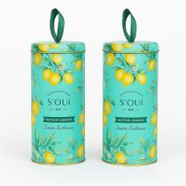 Kit 2 latas gourmet souí 200g mini biscoitos de limão siciliano presente premium