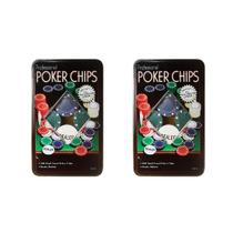 Kit 2 Latas Poker Chips Com 100 Fichas + 1 Ficha Dealer Cada