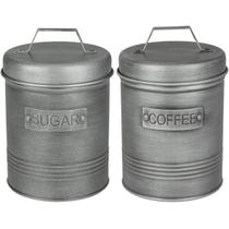 Kit 2 Latas Porta Condimentos 1,50L Potes para Açúcar e Café em Aço Soho Yoi Grafite