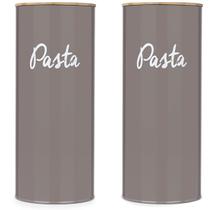 Kit 2 Latas Porta Condimentos Pasta Potes Organizadores para Massas Canister Haus Concept Warm Gray