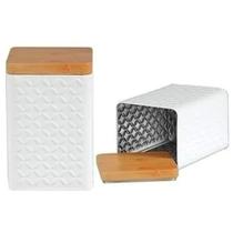 Kit 2 Latas Porta Mantimento Tampa Bambu Açúcar E Café Kit 2 Latas Porta Mantimento Tampa Bambu Açúcar E Café