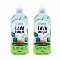 Kit 2 Lava Louças Capim Limão Positiva Hipoalergênico 840ml Kit 2 Lava Louças Capim Limão Positiva Hipoalergênico 840ml