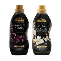 Kit 2 Lavanderia Coala, 01 Amaciantes Concentrado Coala Chá Branco Laundry 1L, 01 Amaciante Coala Orquídea Negra 1L. Alto Rendimento