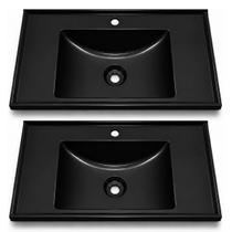 Kit 2 Lavatórios Pia De Lavabo Banheiro 60cm Retangular De Plástico Moderno Resistente Kit 2 Lavatórios Pia De Lavabo Banheiro 60cm Retangular De Plástico Moderno Resistente