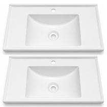 Kit 2 Lavatórios Pia De Lavabo Banheiro 60cm Retangular De Plástico Moderno Resistente