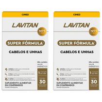 Kit 2 Lavitan Cabelos e Unhas Super Fórmula Biotina Vitamina da Beleza 30cp Cimed Suplementos