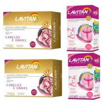 Kit 2 Lavitan Hair Cabelos E Unha  com Biotina Cimed 60 Cápsulas + 2 Lavitan Mulher c/60*