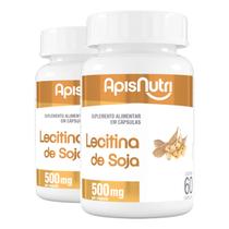 Kit 2 Lecitina de soja 500mg Apisnutri 60 Cápsulas