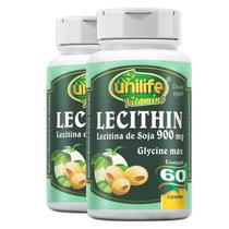 Kit 2 Lecitina de soja 900mg Unilife 60 cápsulas