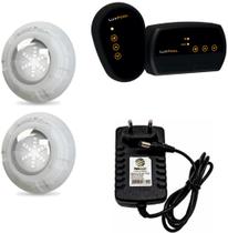 Kit 2 led 9w luxpool + fonte 2a + controlador luxpool 72w s/ bomba