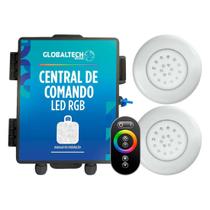 Kit 2 LED Piscina ABS RGB 18W + Central + Controle Touch