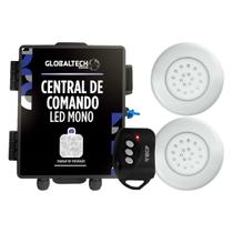 Kit 2 LED Piscina Inox Mono AZUL BRANCO 18W + Central Touch