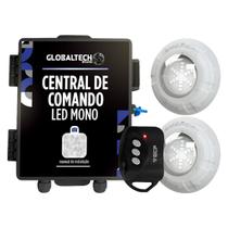 Kit 2 Led Piscina Monocromático 9W + Central + Controle - Luxpool