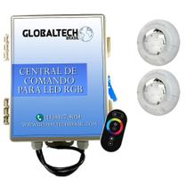 Kit 2 Led Piscina Rgb 4W + Central + Controle Touch Luxpool