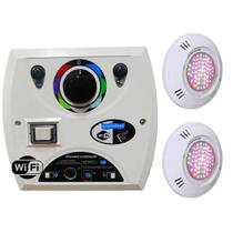Kit 2 LED Piscina RGB Colorido SMD 5W + Central Wifi Sodramar