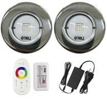 KIT 2 Led Rgb 10w Inox Premium Iluminação Piscina 12V