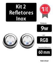 Kit 2 Leds para Piscina 9w RGB Inox 60mm