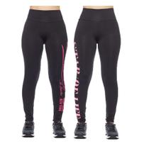 Kit 2 legging adulto feminina fitness academia cós alto escrita lateral básica - Impherial Shop