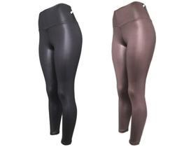 Kit 2 Legging Cirre Plus Size Cintura Alta Brilho Molhado Imita Couro Lycra