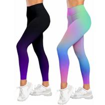 Kit 2 Legging Fitness Calça Feminina Academia Degrade Caminhada Treino Funcional Caminhada