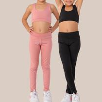 Kit 2 legging Infantil - Para Meninas, Lisa, Básica.