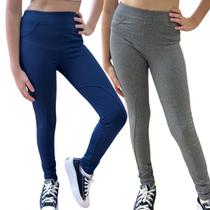 Kit 2 Leggings Flaneladas Escolar Infantil Juvenil Menina