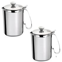 Kit 2 Leiteira Bule Inox 750ml C/ Alça Resistente Café Leite Kit 2 Leiteira Bule Inox 750ml C/ Alça Resistente Café Leite