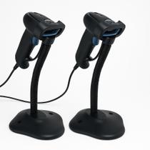 Kit 2 Leitores De Código De Barras Com Fio Com Base Suporte Exbom Lcb150 Cor Preto Cabo USB