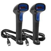 Kit 2 Leitores De Código De Barras USB Com Fio Exbom Etiqueta de Produtos e Boletos Bancários Plug And Play Cor Preto