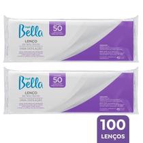 Kit 2 Lenço para Depilação Falso Tecido Fibra Natural Branco Depil Bella 50un