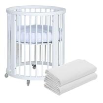 Kit 2 Lençóis de Elástico Berço Crescer Fase 1 Redondo 69cm Branco Arrumadinho Enxovais