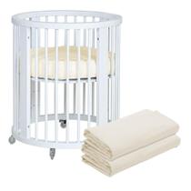 Kit 2 Lençóis de Elástico Berço Crescer Fase 1 Redondo 69cm Cru Arrumadinho Enxovais