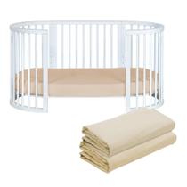 Kit 2 Lençóis de Elástico Berço Crescer Fase 2 Oval 138cm x 68cm Nude Arrumadinho Enxovais