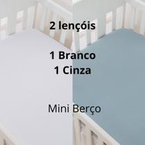 Kit 2 Lençóis De Mini Berço Malha 100% Algodão com Elástico Anti Alérgico