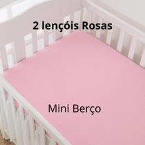 Kit 2 Lençóis De Mini Berço Malha 100% Algodão com Elástico Anti Alérgico